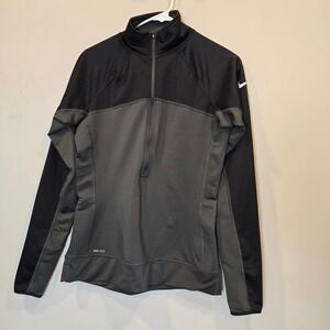 Nike Pullover DriFit Hyperwarm Half Zip Gray Black Womens Medium